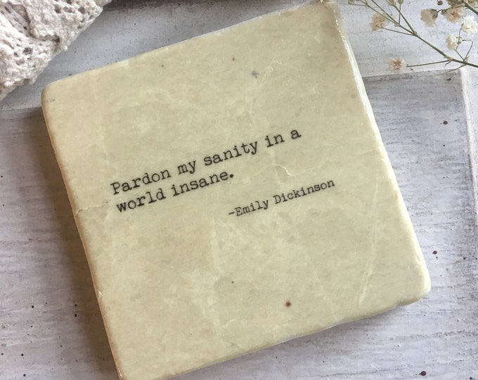 Book quote stone coaster - Emily Dickinson