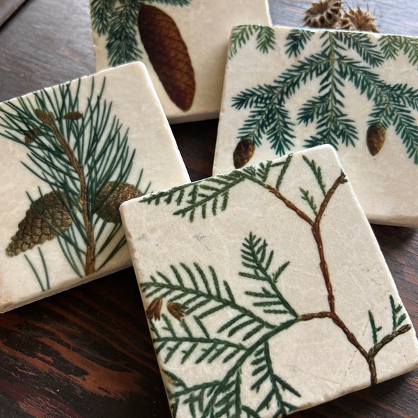 Stone Coasters - Pinecones set of 4