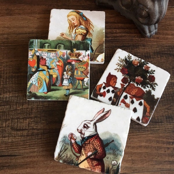 Alice in Wonderland Stone Coasters: John Tenniel Illustrations