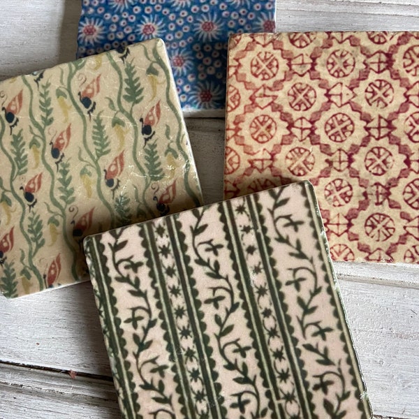 Aged Pages - Antique Book Cover Stone Coasters: Aged Page Decor, Set of 4