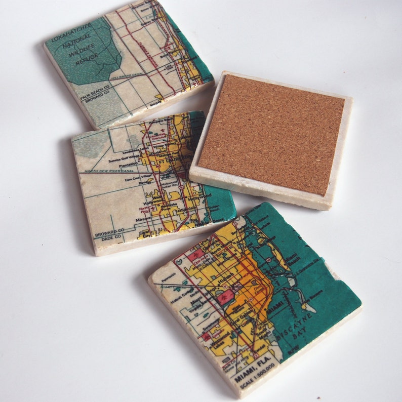 Miami map stone coasters image 2