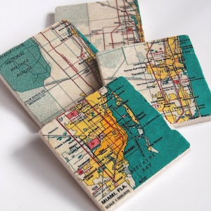 Miami map stone coasters image 1