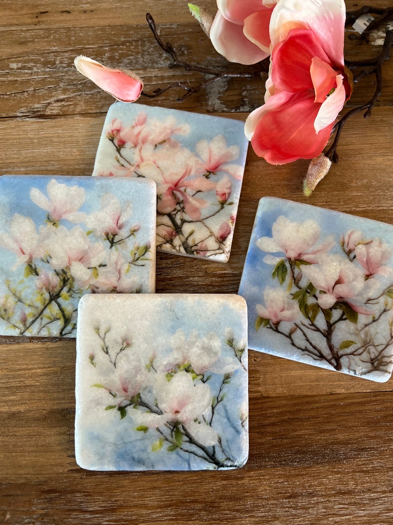 The Painted Lily Magnolia Floral Coasters - Thumbnail 4