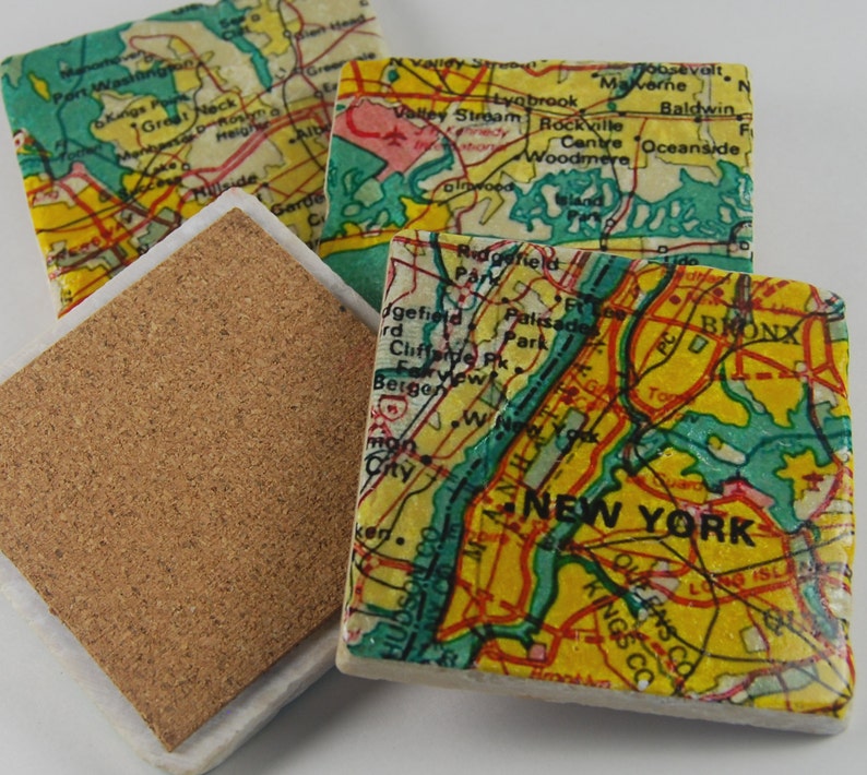 thepaintedlily New York Map Coasters - Thumbnail 3