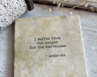 Book quote stone coaster- poetry quote, book lover, gift for her