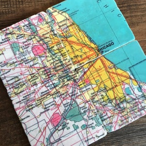 Chicago Map stone coasters