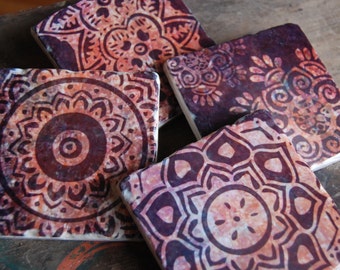 Burgundy Henna coasters