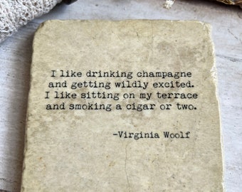 Book quote stone coaster- Virginia Wolff quote, gift for her, book lover