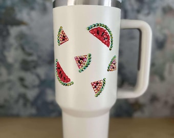 Vaso de 40 oz - aislado - con diamantes de imitación - personalizado - sandía - personalizado - Día de la Madre