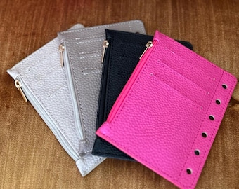 A7 Wallet Fly-Leaf Insert ONLY l A7 Rings Zipper Coin Pouch l Cash Envelope System l A7 Vegan Pebble Leather Wallet Insert