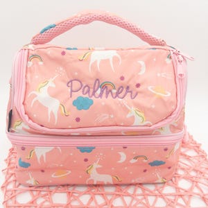 Personalisierte Kinder Lunchbox - Individuell gestickter Name oder Monogramm Lunch Bag mit zwei Fächern