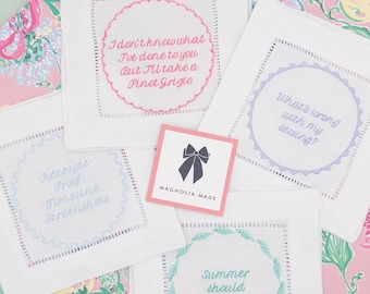 Embroidered Cocktail Napkins - Bravo Quotes Round Two - Real Housewives, Southern Charm, Vanderpump, Summer House
