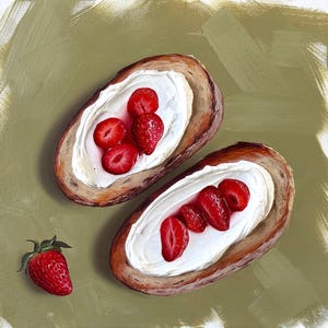 Volumetric painting of strawberries in food-art style