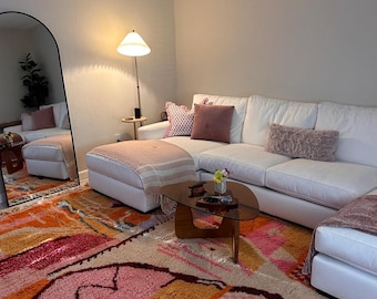 Authentic Pink Moroccan Rug, Pink Shag Rug, Custom Made Moroccan Carpet, Large Area Rug, Berber rug