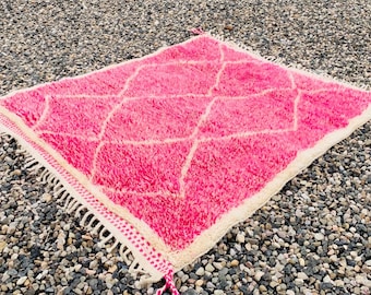 Pink Shag Rug, Moroccan Berber Pink Rug, Pink Tribal Rug, Soft wool rug, Large Pink Area rug