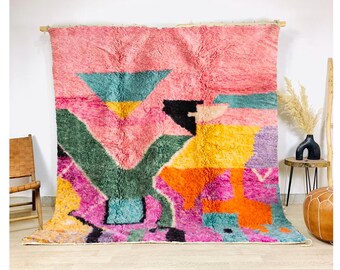 Authentic Pink Moroccan Rug, Pink Shag Rug, Custom Made Moroccan Carpet, Large Area Rug, Berber rug