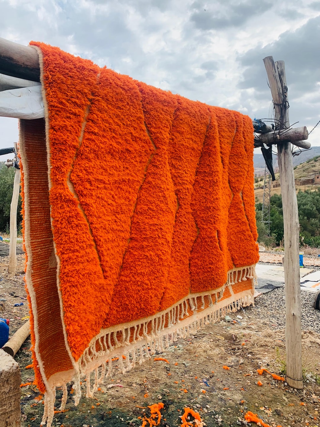 Orange Moroccan Rug, Orange Shag Rug, Vibrant Orange Hand Tufted Rug ...