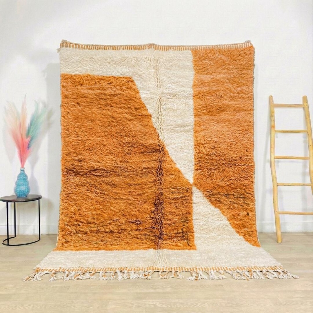 Moroccan Brown and Ivory Berber Rug, Handwoven Wool Shag Rug With ...
