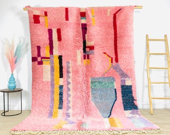 Authentic Pink Moroccan Rug, Pink Shag Rug, Custom Made Moroccan Carpet, Large Area Rug, Berber rug