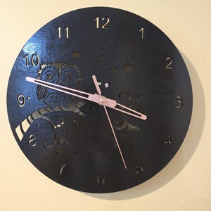 Owl Wall Clock: Custom Wooden Home Decor (10.5 inches)