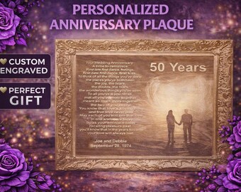 Personalized Anniversary Plaque – Custom Engraved Wooden Couple Name Date Keepsake