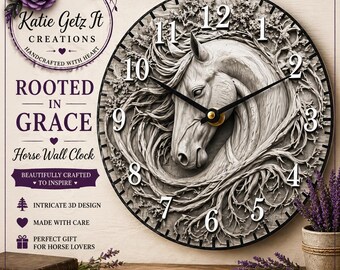 Horse Wall Clock, Gift for Horse Lover, Equestrian Decor, Rustic Farmhouse Clock, Western Wall Art, Horse Head Clock, Gift for Her