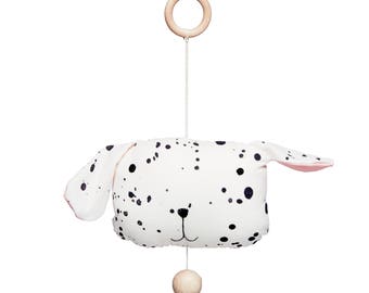 pull string musical crib toy - spotted dog