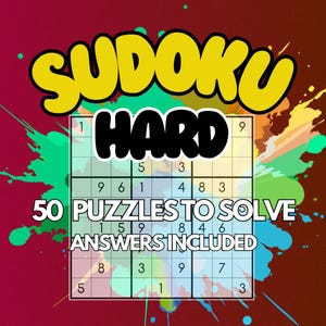 Hard Sudoku Puzzle Book | 50 Sudoku Puzzles with Solutions | Brain Teasers for Adults & Teens | Printable PDF