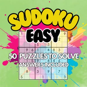 Easy Sudoku Puzzle Book | 50 Sudoku Puzzles with Solutions | Brain Teasers for Adults & Teens | Printable PDF