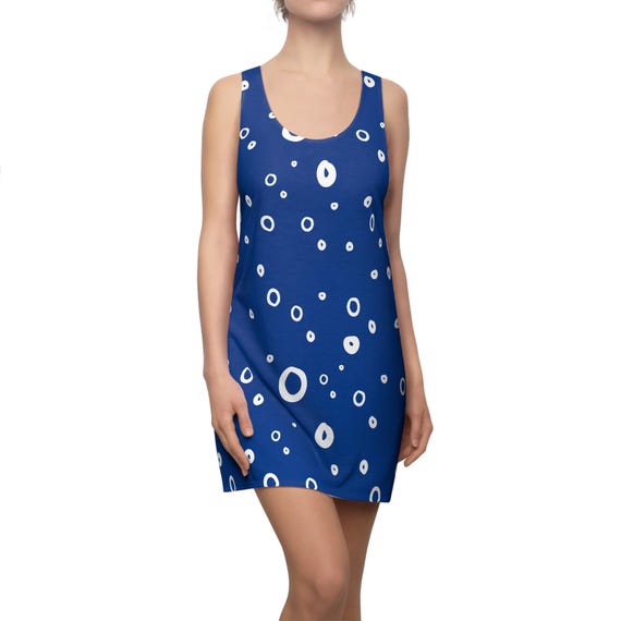 Polka Dot Women's Dress, Summer Gift for Her, Sleeveless Racerback Dress, Casual Dress, Beach Dress, Cute A-Line Dress