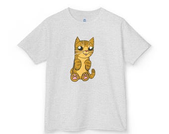 Cat Kids Tee, Cute Kitty Shirt for Girls, Kids Art Gift, Birthday Gift, Kitty Lovers Youth Tshirt, Children's  Cotton Tee