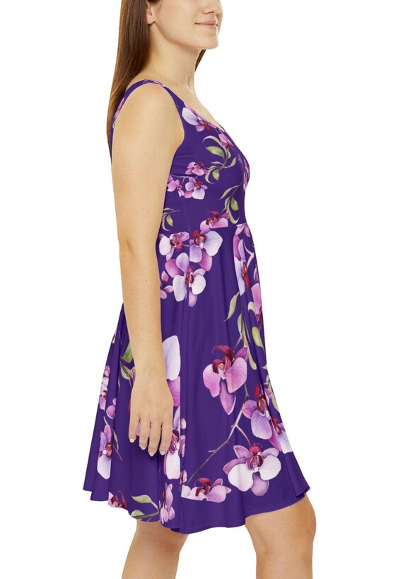 purple floral skater dress Carole Purple Floral Wrap Neck Puff Sleeve Skater Mini Dress Get That Trend