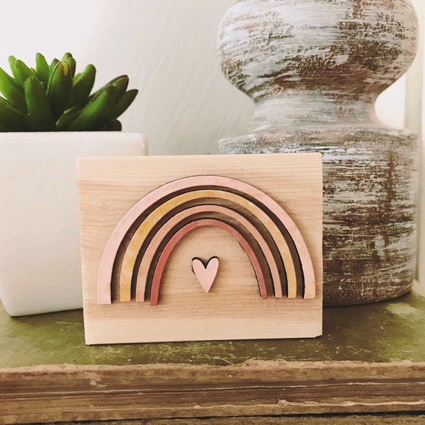 Boho **MINI** 2.5”x3.5” Rainbow Shelf Sitter Sign