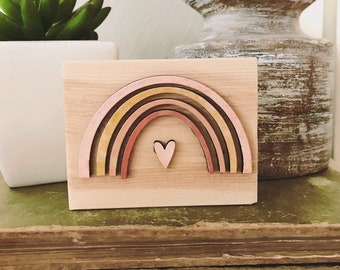 Boho **MINI** 2.5”x3.5” Rainbow Shelf Sitter Sign