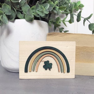 Boho **MINI** 2.5” x 3.5” Rainbow Shelf Sitter St. Patrick’s Day Sign