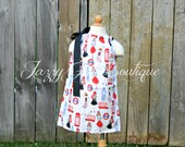 Girls London Girl Dress with Black Grosgrain Ribbon that Ties Over One Shoulder