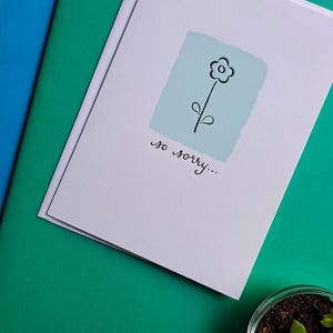 Tut mir leid Traurige Blume Letterpress & Siebdruck Blanko Grußkarte