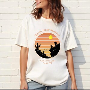 Taos New Mexico Retro Summer T-Shirt, Unisex Southwest Graphic Tee, Vintage Style Southwest Tee, Distressed Graphic Tee, Santa Fe Desert