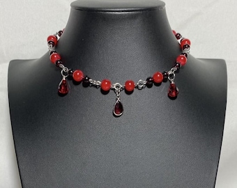 Vampire Queen Necklace, Emo, Vampire Necklace, Vampire Jewelry, Handmade Necklace, Beaded Necklace, Pendant Necklace, Alt, Goth Jewelry