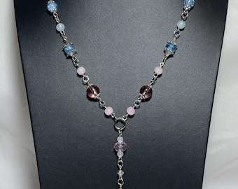 Pastel Gothic Rosary Necklace, Vampire Jewelry, Pastel Goth, Handmade Beaded Necklace, Goth Jewelry, Cross Pendant, Pastel Aesthetic, Emo