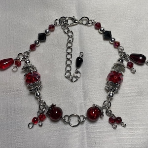 Gothic Victorian Vampire Bracelet, Blood Drop Jewelry, Handmade Beaded Jewelry, Vampire Goth, Halloween, Alternative Jewelry, Witchy, Emo