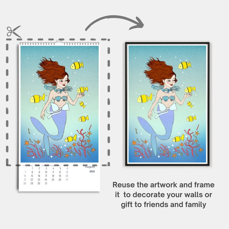 Reuse Calendar 2022 2022 Illustrated Calendar 12 Month Wall Calendar Christmas | Etsy Singapore