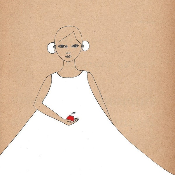 Girl with Apple print of original drawing