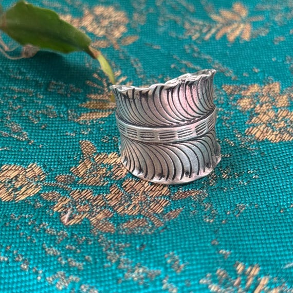Adjustable Sterling Silver Wave Ring: Vintage Ind… - image 5