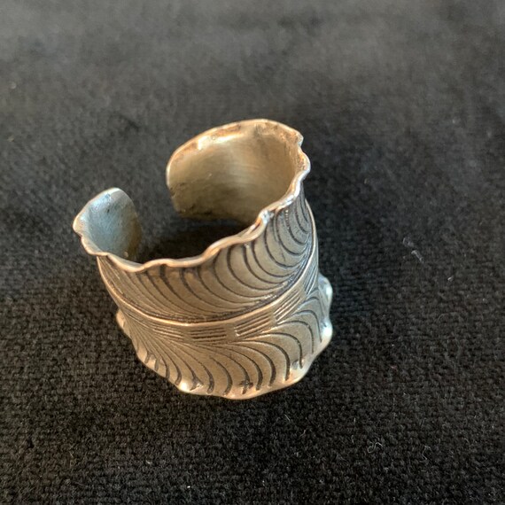 Adjustable Sterling Silver Wave Ring: Vintage Ind… - image 3