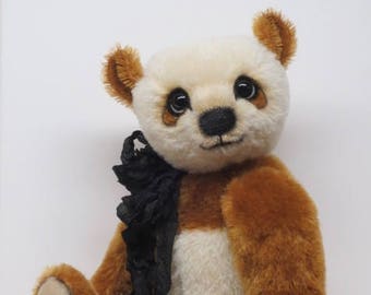RESERVED Artist Bear Traditional Style Mohair Panda Teddy Bear 15" OOAK By Kim Endlich