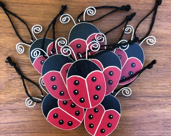 Ladybug Ornament Handmade Wood Ornament Home Decor Accent Holidays Everyday