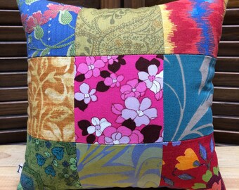 Square Patchwork Accent Pillow One of A Kind Handmade Decorative Pillow