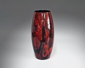 Abstract Black and Red Glass Vase | 10 Inch Tall Fluid Art Flower Vase | Contemporary Home Décor | Acrylic Pour Gift Ideas