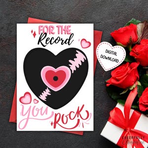 Record imprimable Love Card - You Rock vintage amitié ou carte de voeux romantique - Téléchargement numérique 5 x 7